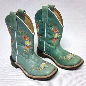 Smoky Mountain Girl's Boots Leather Western Floral Size 11 Blue-ish